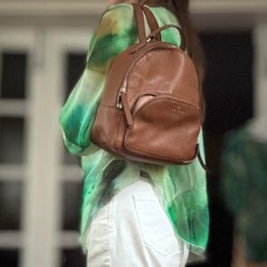 Kate Spade Vintage Chocolate Brown Leather Backpack 12” tall EUC